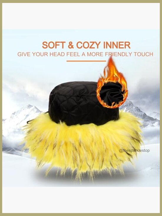 Faux Fur Bucket Hat for Winter Warm Fuzzy Fluffy Fisherman Cap main image 7